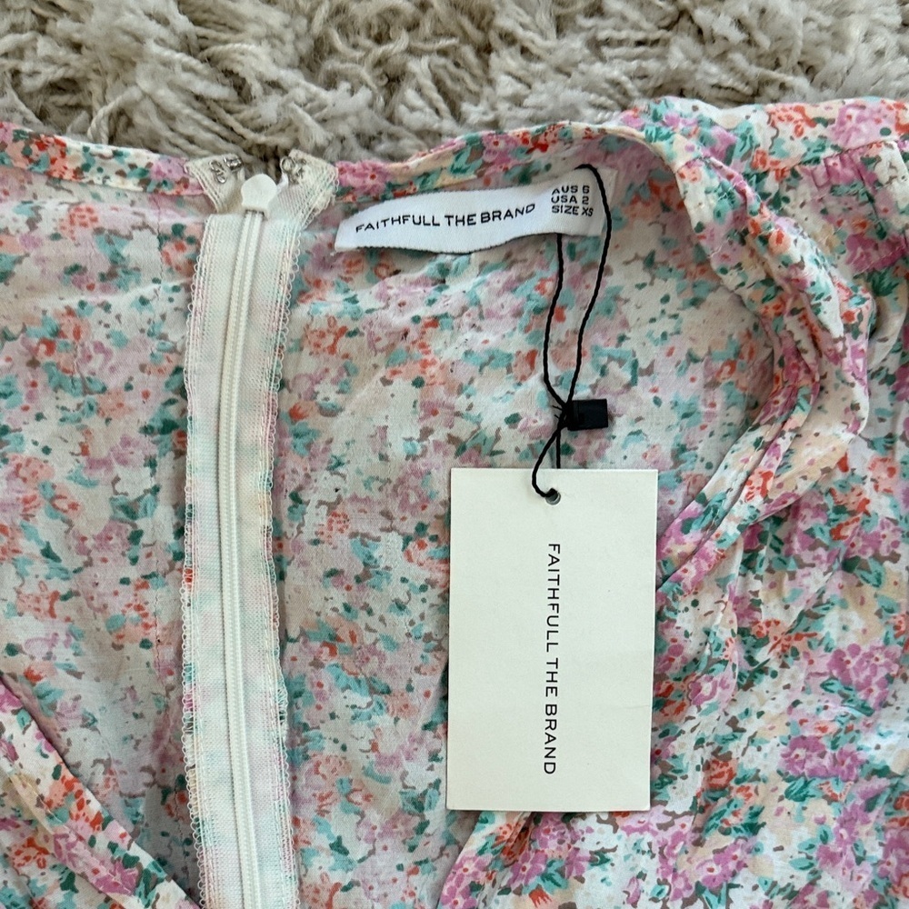 Faithfull the Brand Tonia Floral Mini Dress Pink White Size 2 NWT - Picture 2 of 8